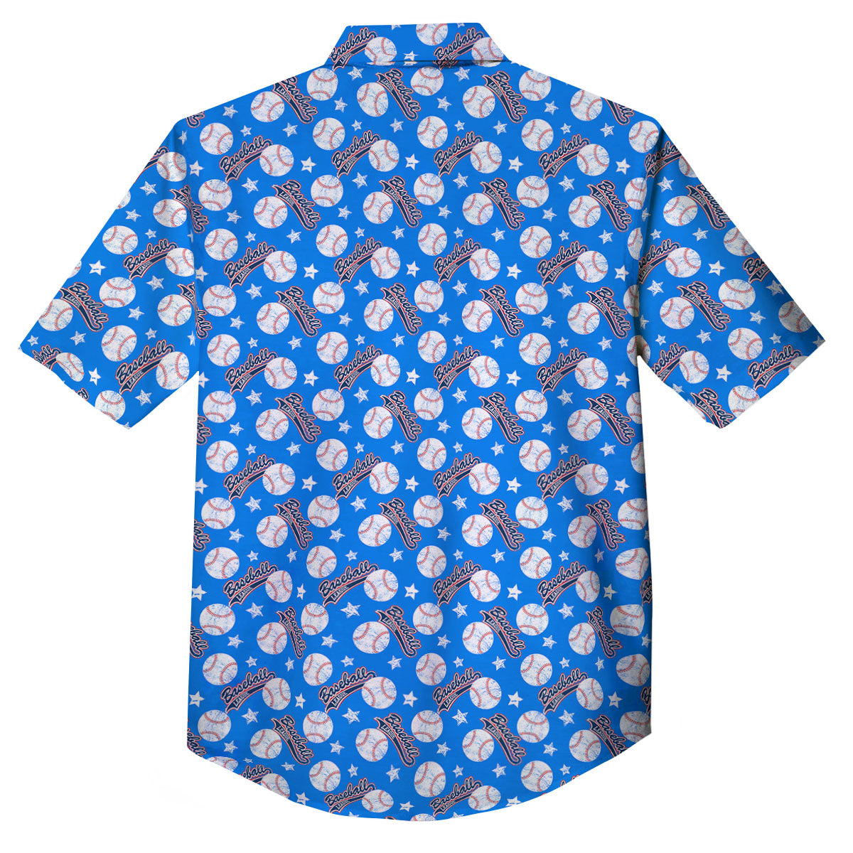 Baseball Blue Print Pattern Button Up Shirt-grizzshop