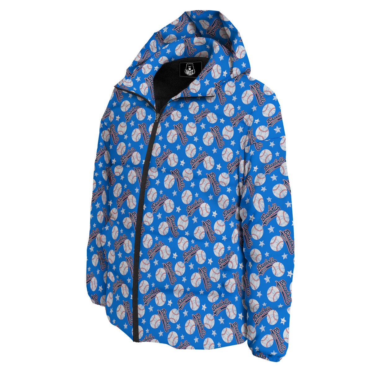 Baseball Blue Print Pattern Down Jacket-grizzshop