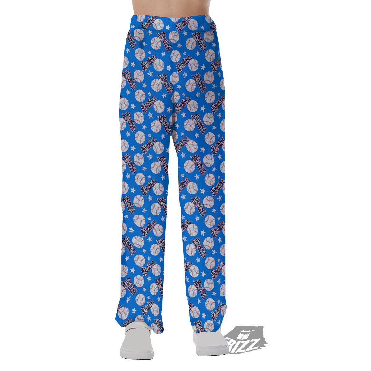 Baseball Blue Print Pattern Pajama Pants-grizzshop