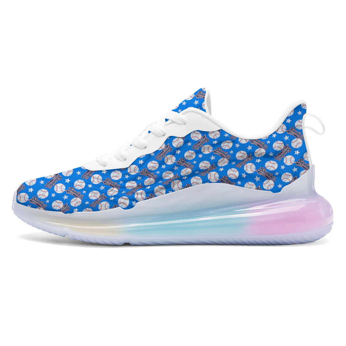 Baseball Blue Print Pattern Running Sneakers-grizzshop