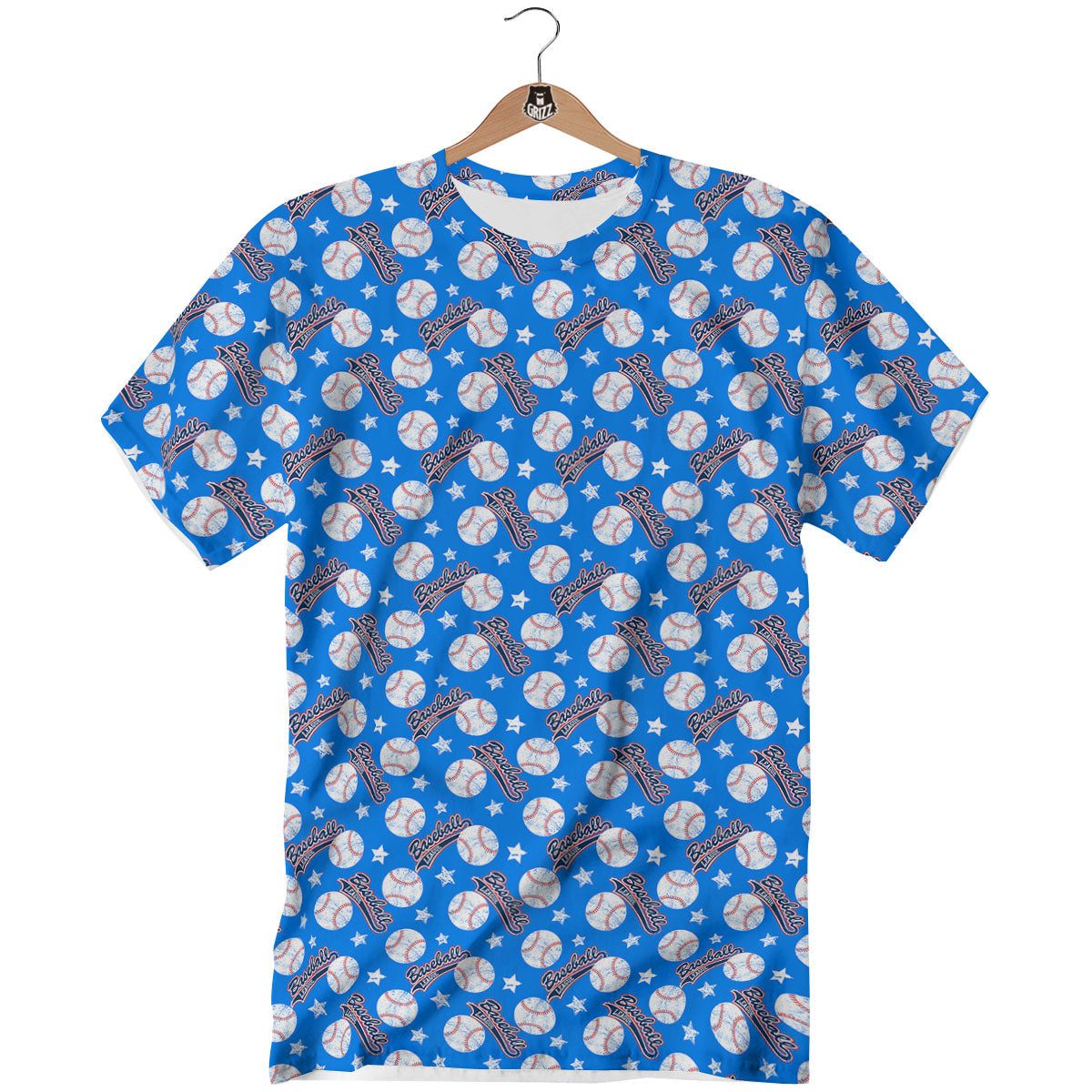 Baseball Blue Print Pattern T-Shirt-grizzshop