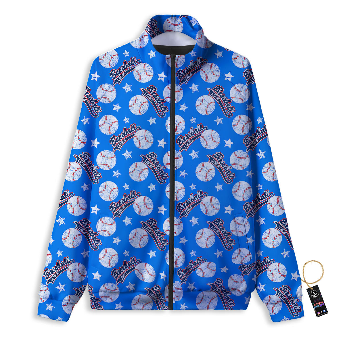 Baseball Blue Print Pattern Track Jacket-grizzshop