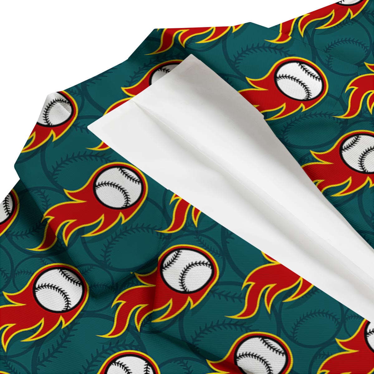 Baseball Fire Pattern Print Men's Blazer-grizzshop