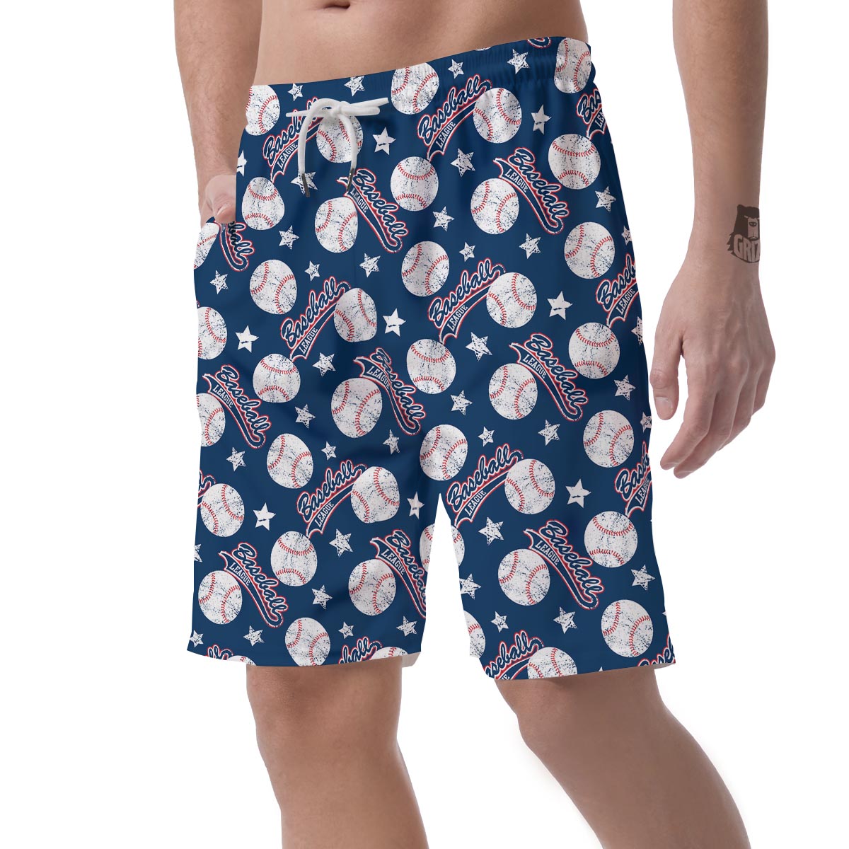 Baseball League Print Pattern Men's Shorts-grizzshop