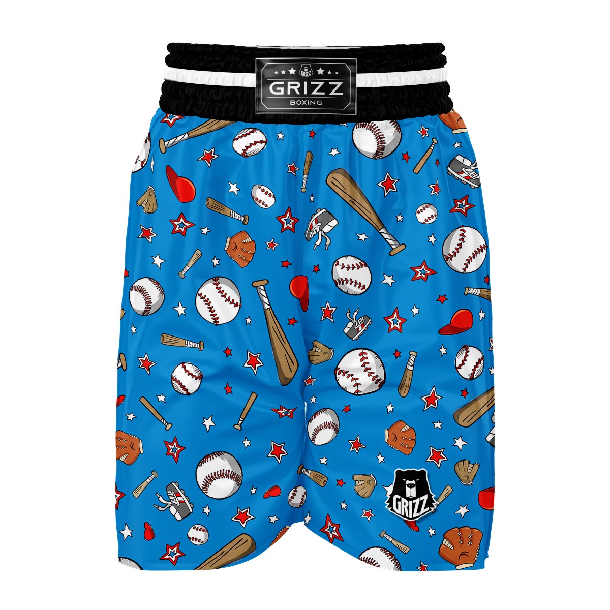 Baseball Pattern Print Boxing Shorts-grizzshop