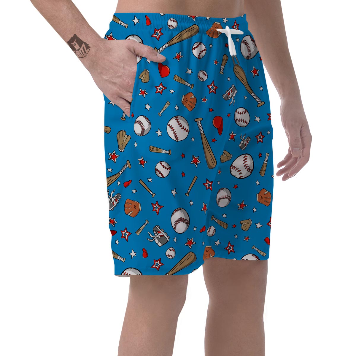 Baseball Pattern Print Men's Shorts-grizzshop