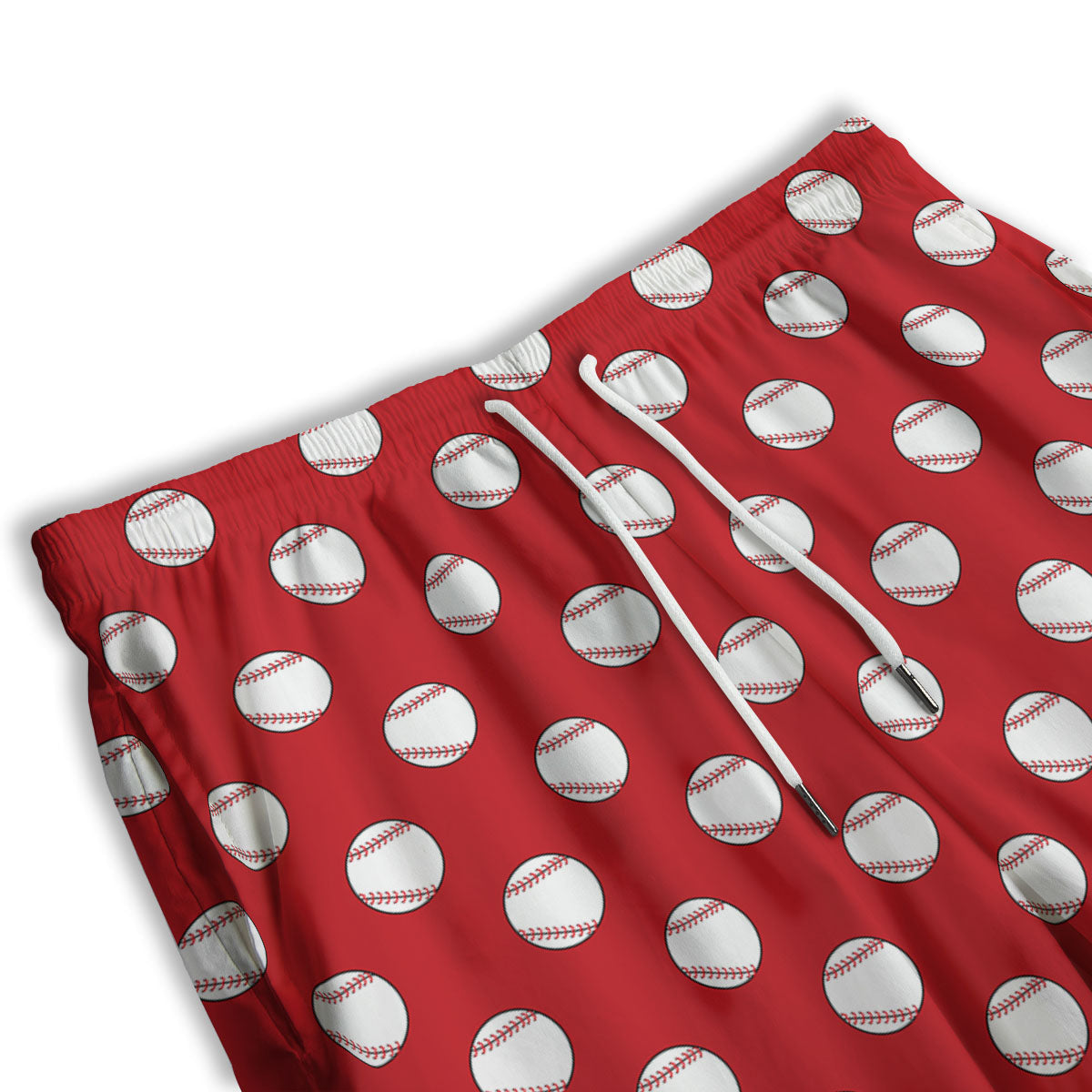 Baseball Red Print Pattern Men's Athletic Shorts