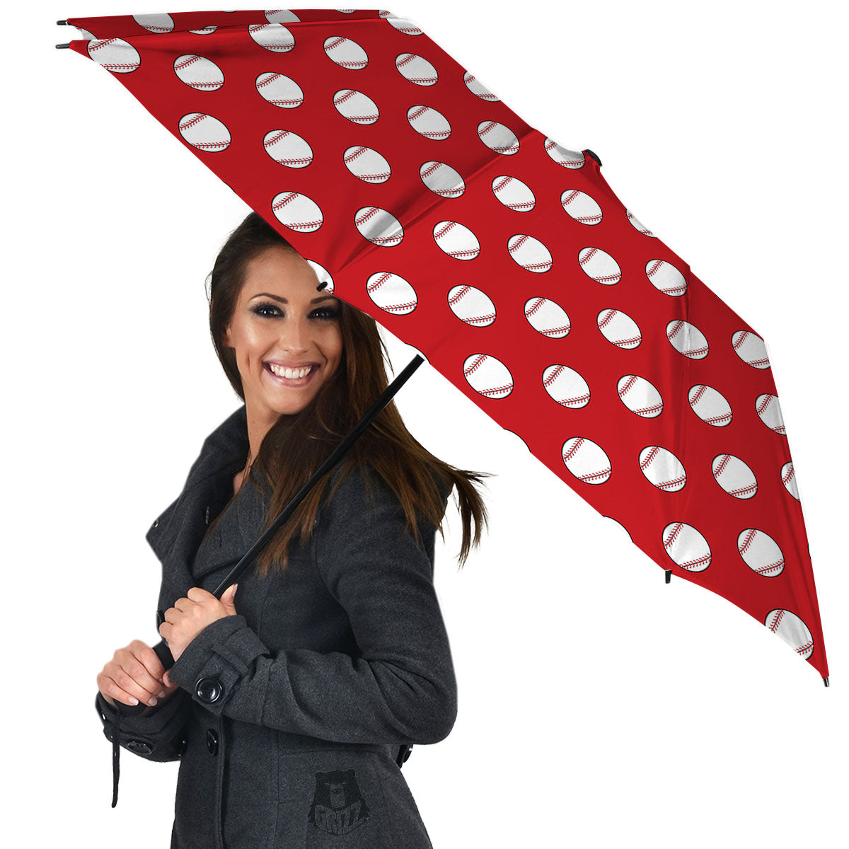 Baseball Red Print Pattern Umbrella-grizzshop