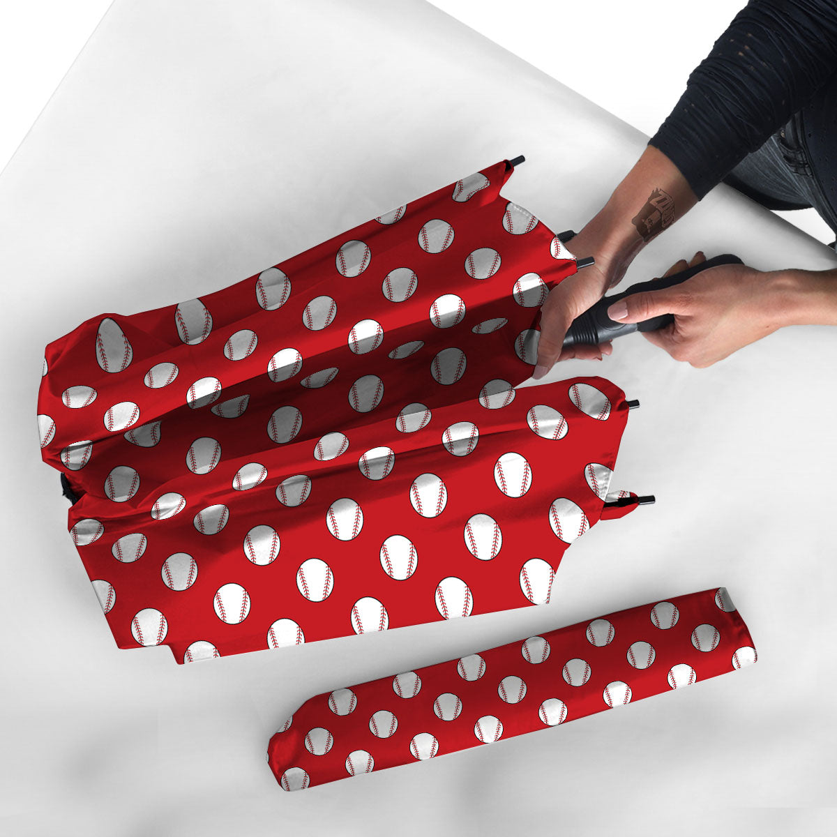 Baseball Red Print Pattern Umbrella-grizzshop