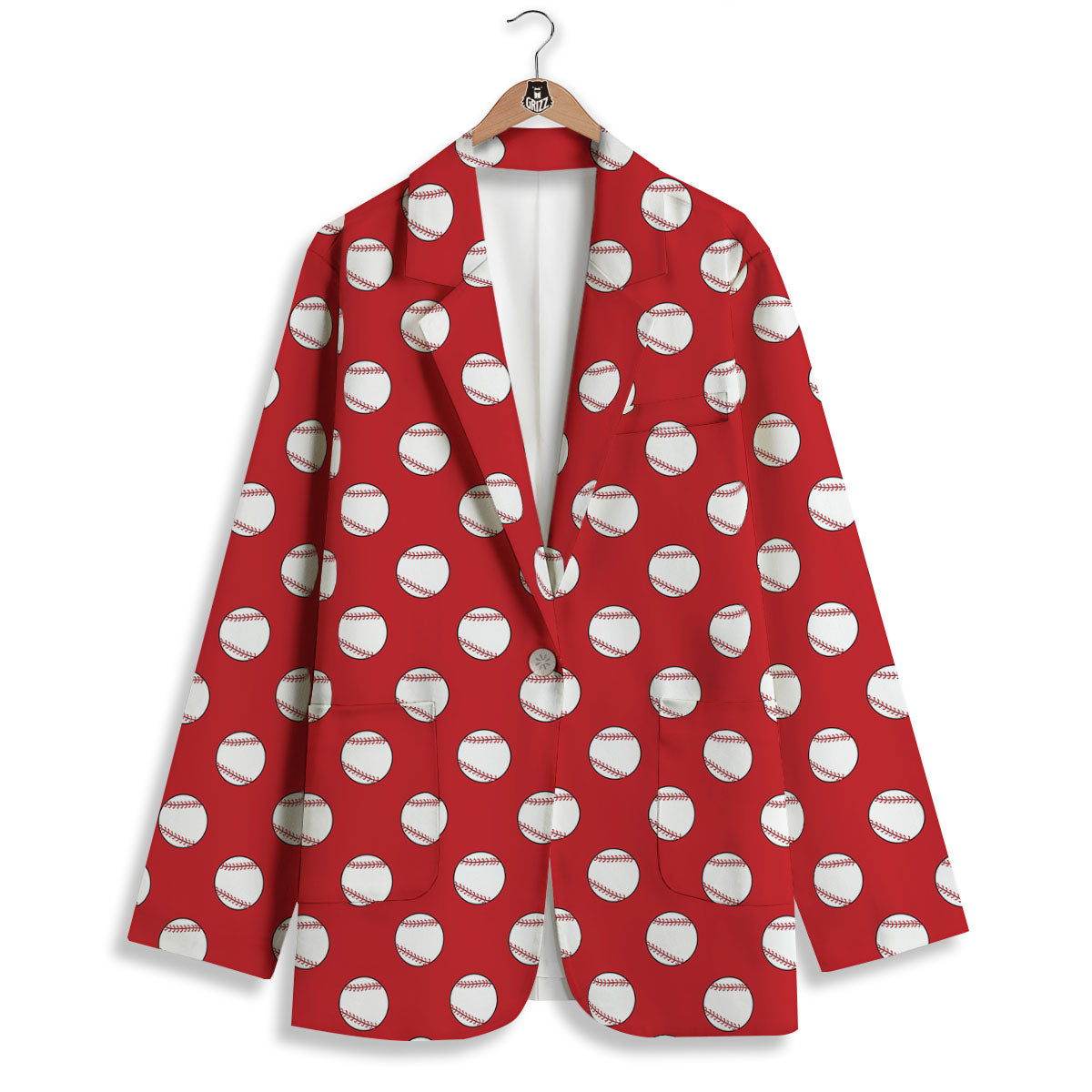 Baseball Red Print Pattern Women's Blazer-grizzshop