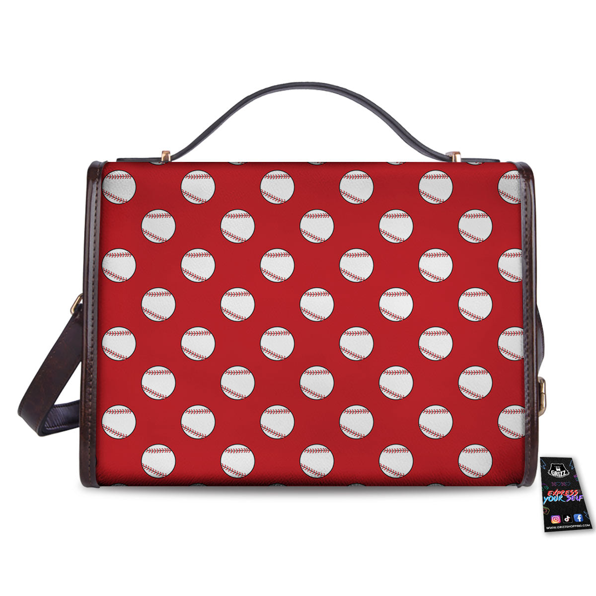 Baseball Red Print Pattern Women's Satchel Bag-grizzshop