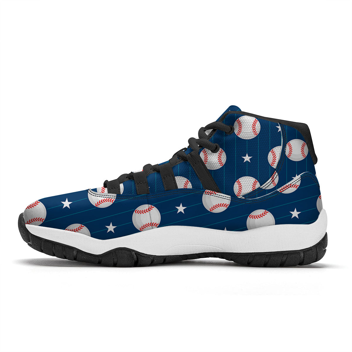 Baseball Star Pattern Print Black Bball Shoes-grizzshop