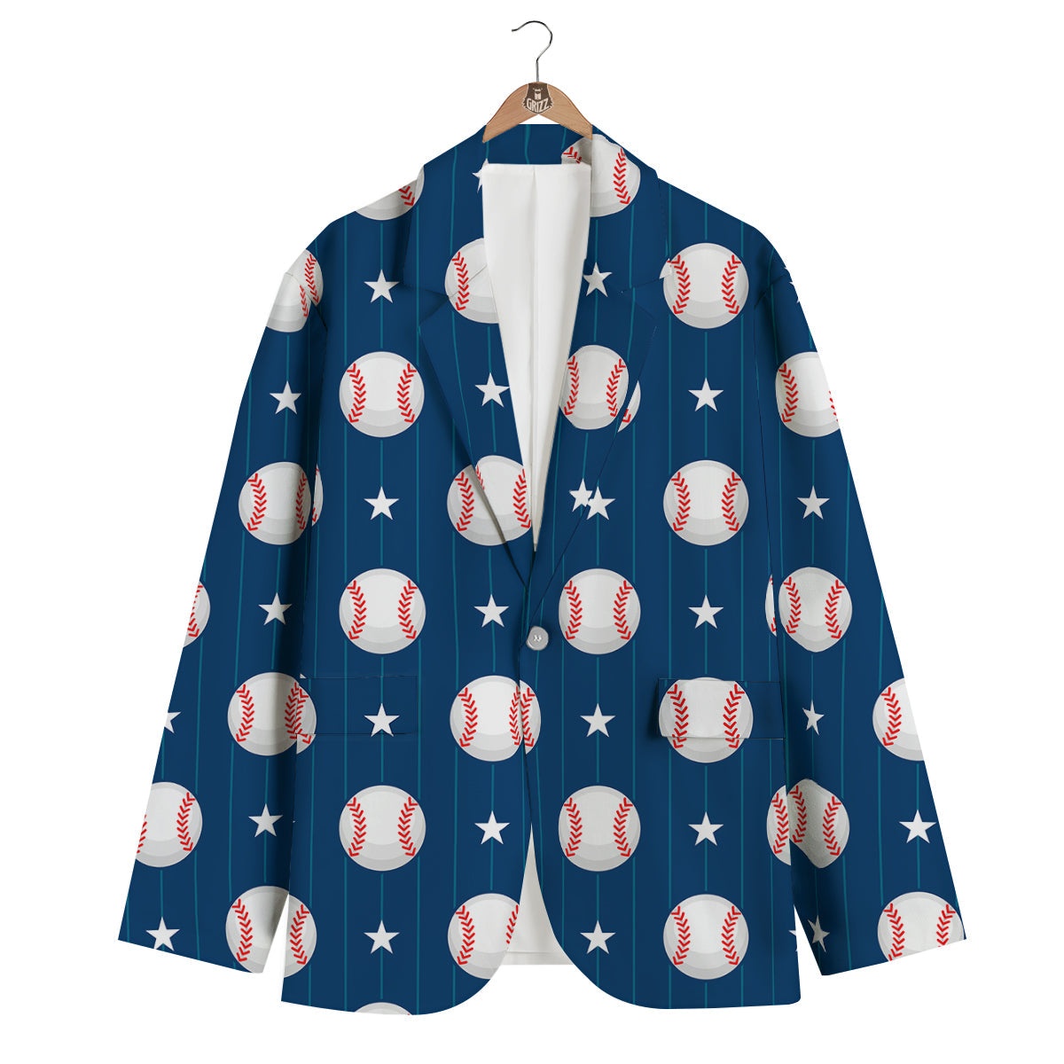Baseball Star Pattern Print Men's Blazer-grizzshop