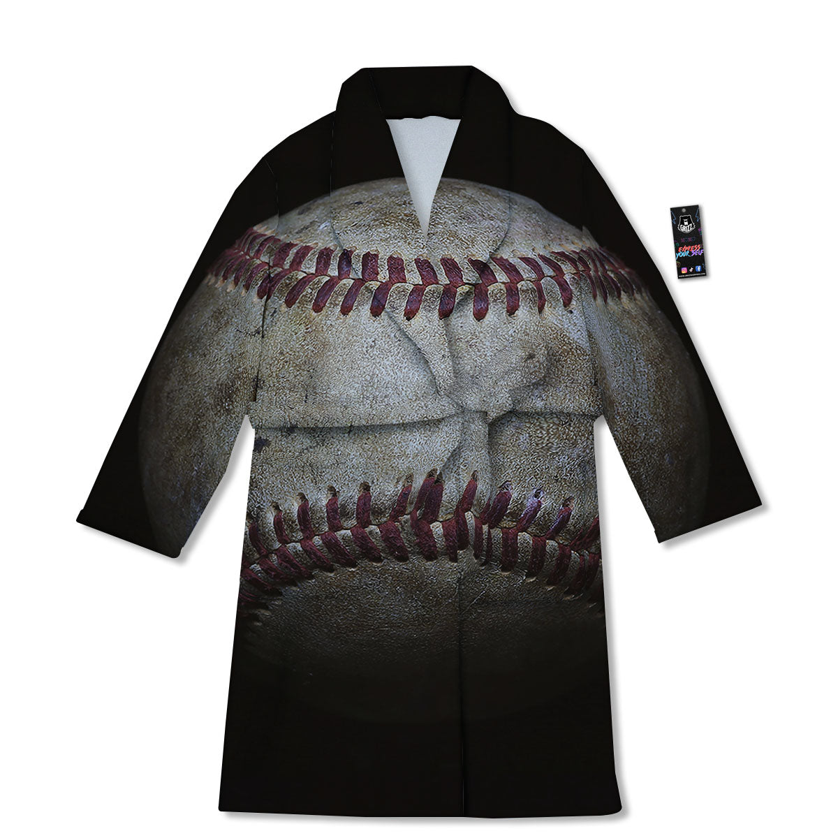 Baseballs Grunge Print Bathrobe-grizzshop