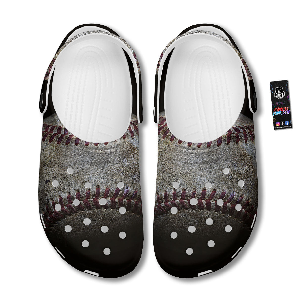 Baseballs Grunge Print Clog-grizzshop