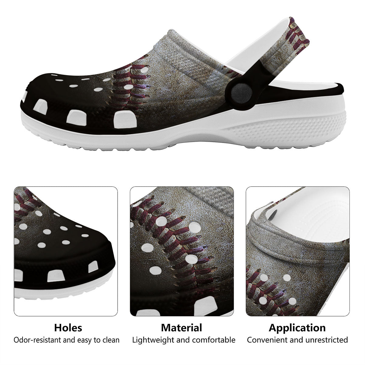 Baseballs Grunge Print Clog-grizzshop