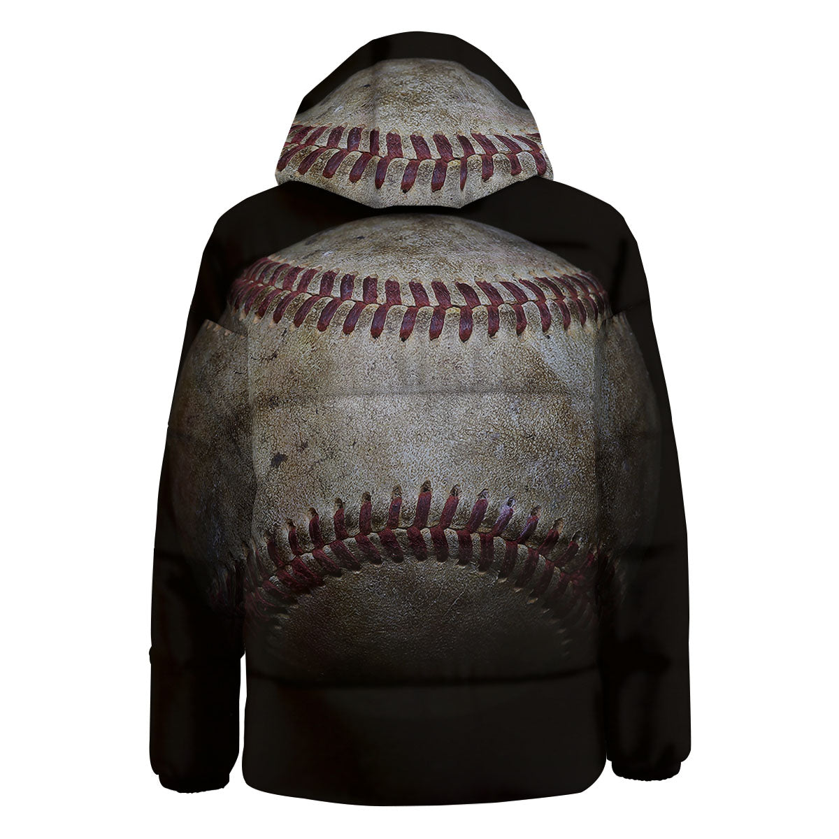 Baseballs Grunge Print Down Jacket-grizzshop