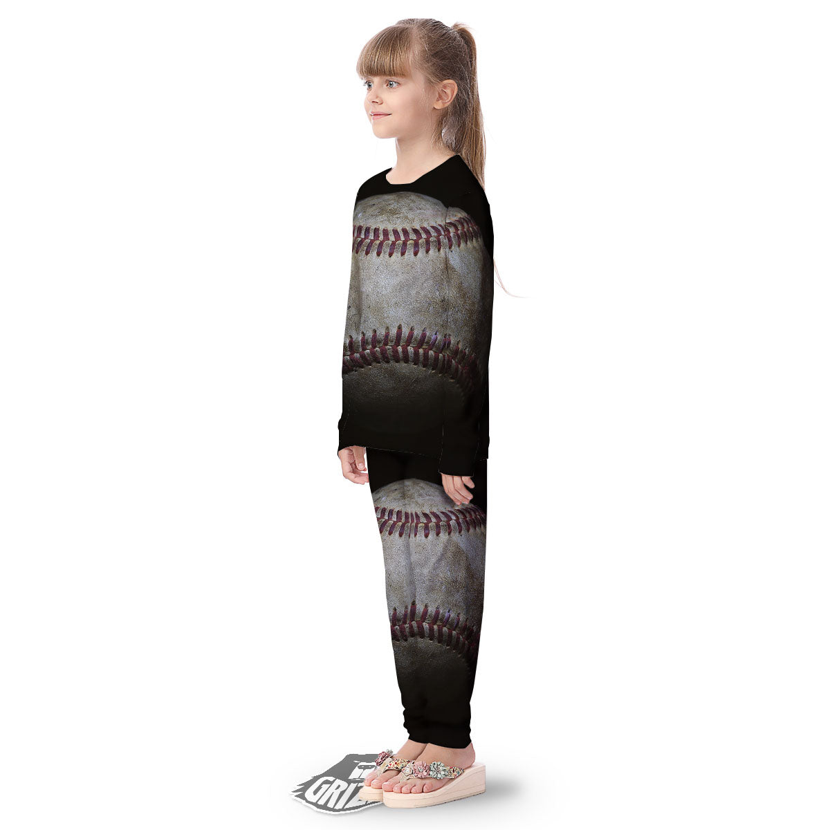 Baseballs Grunge Print Kid's Pajamas-grizzshop