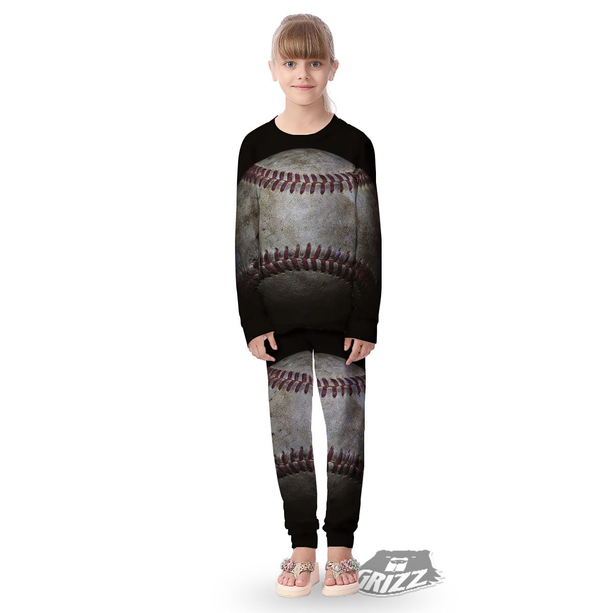 Baseballs Grunge Print Kid's Pajamas-grizzshop