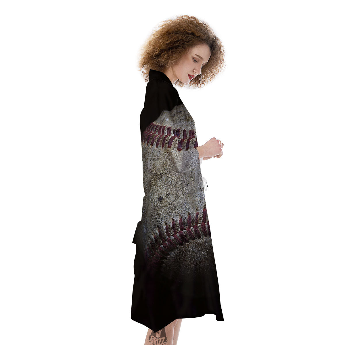 Baseballs Grunge Print Kimono-grizzshop