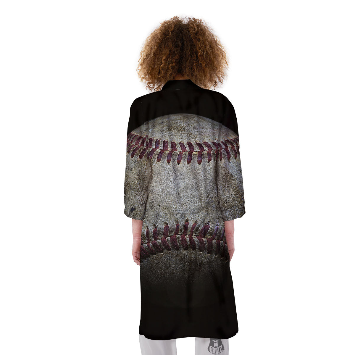 Baseballs Grunge Print Kimono-grizzshop