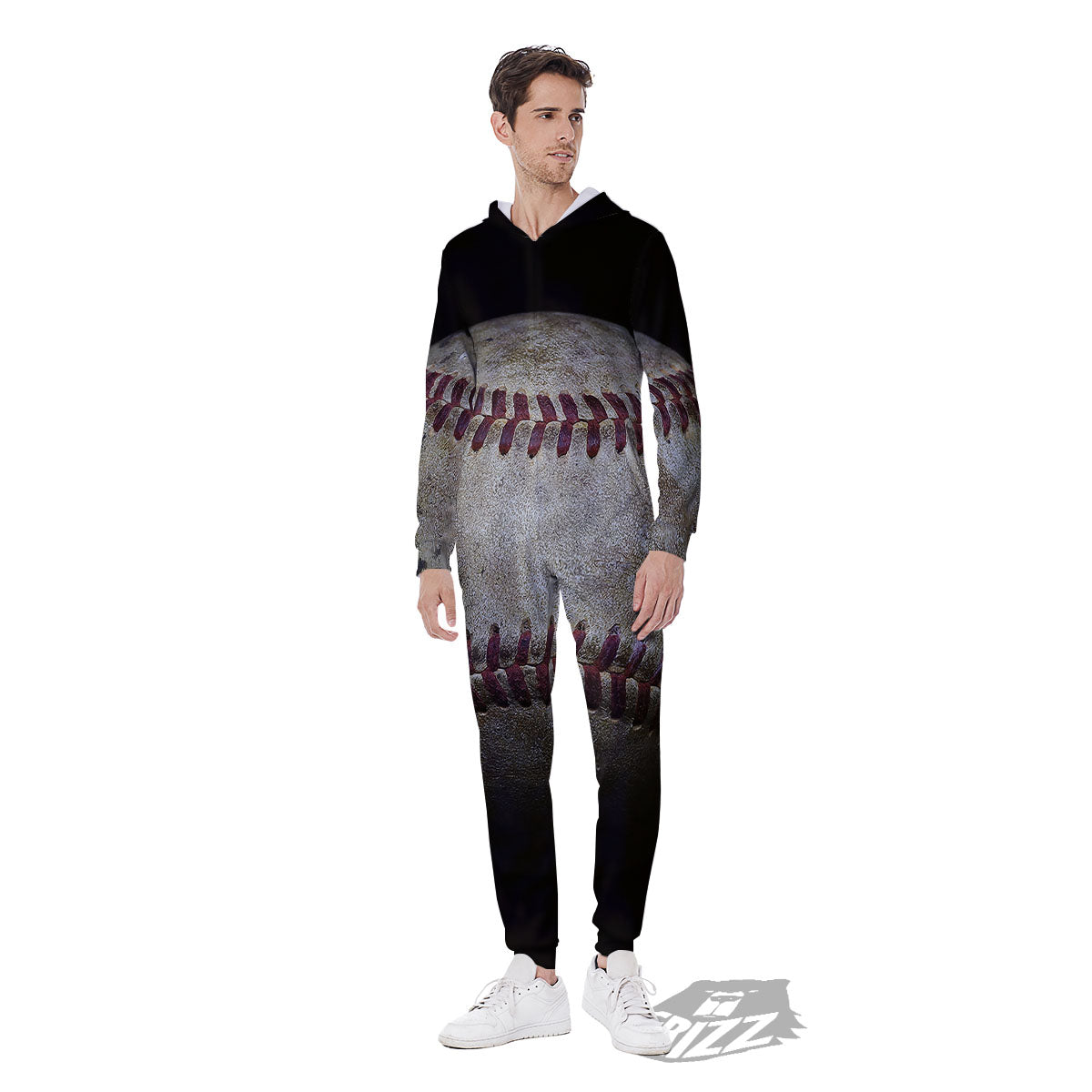Baseballs Grunge Print Men's Jumpsuit-grizzshop
