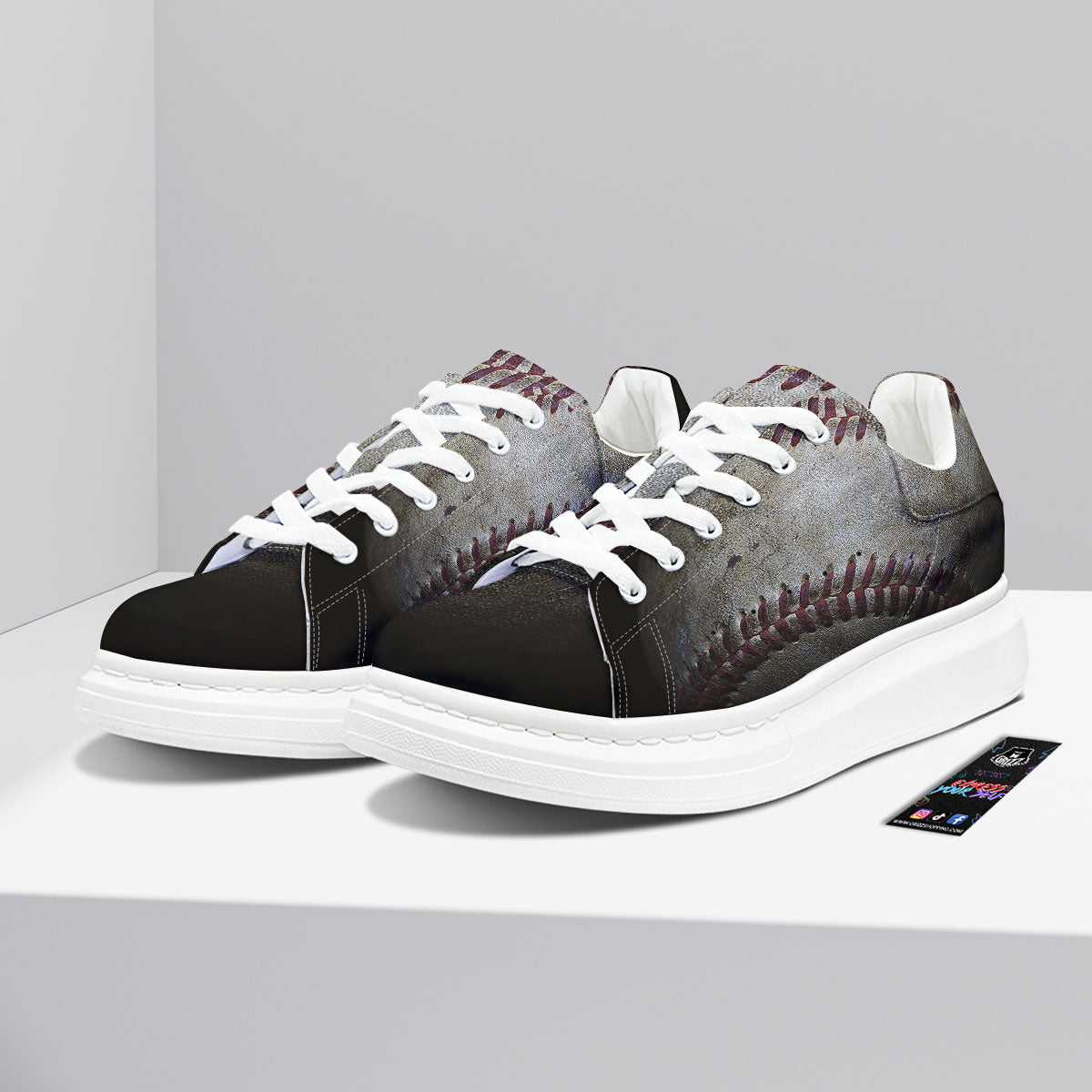Baseballs Grunge Print Platform Shoes-grizzshop