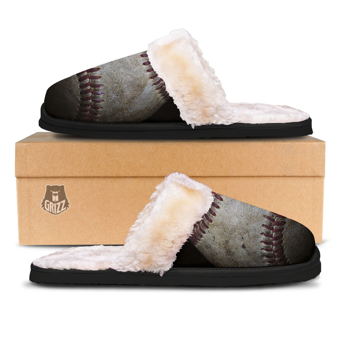 Baseballs Grunge Print Slippers-grizzshop