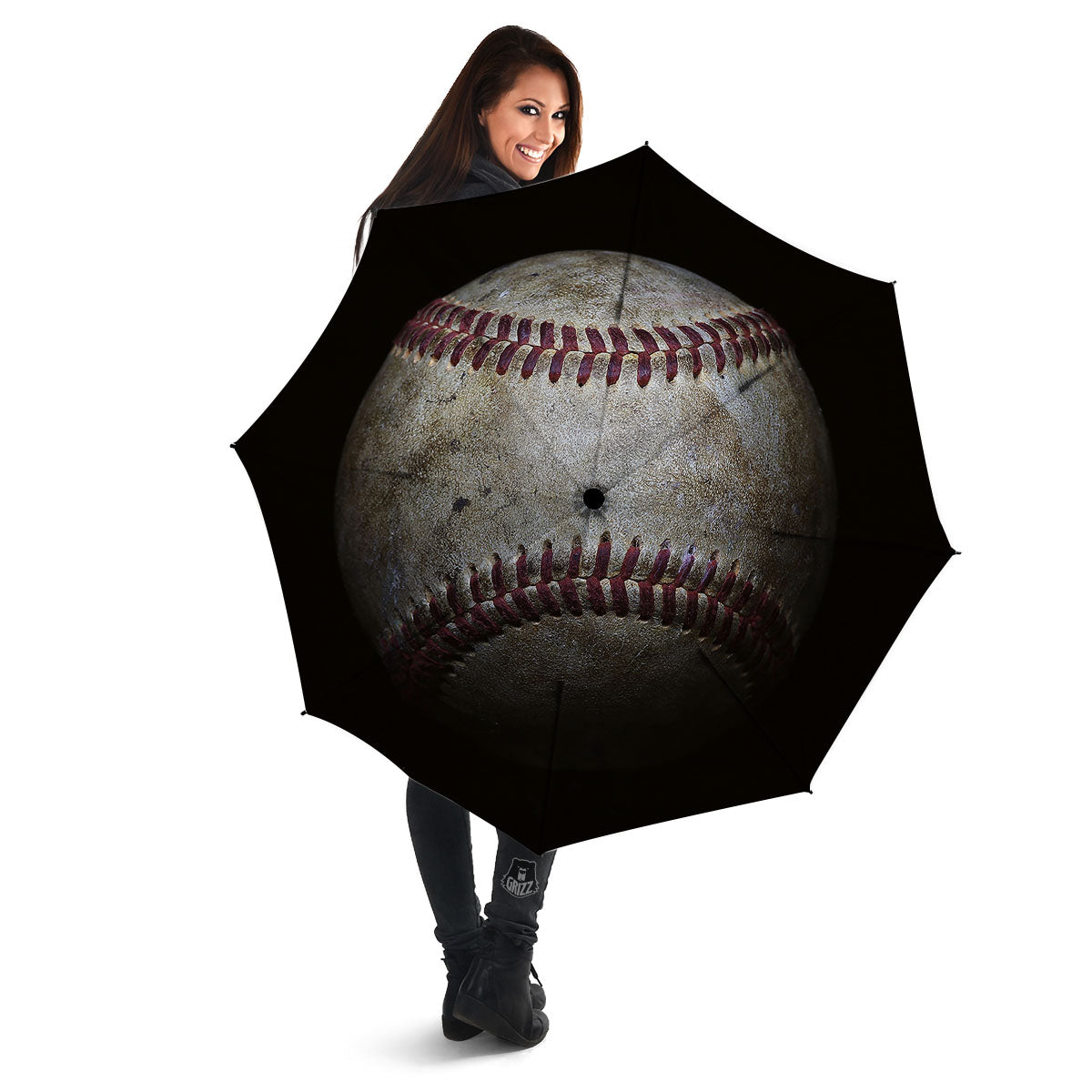 Baseballs Grunge Print Umbrella-grizzshop