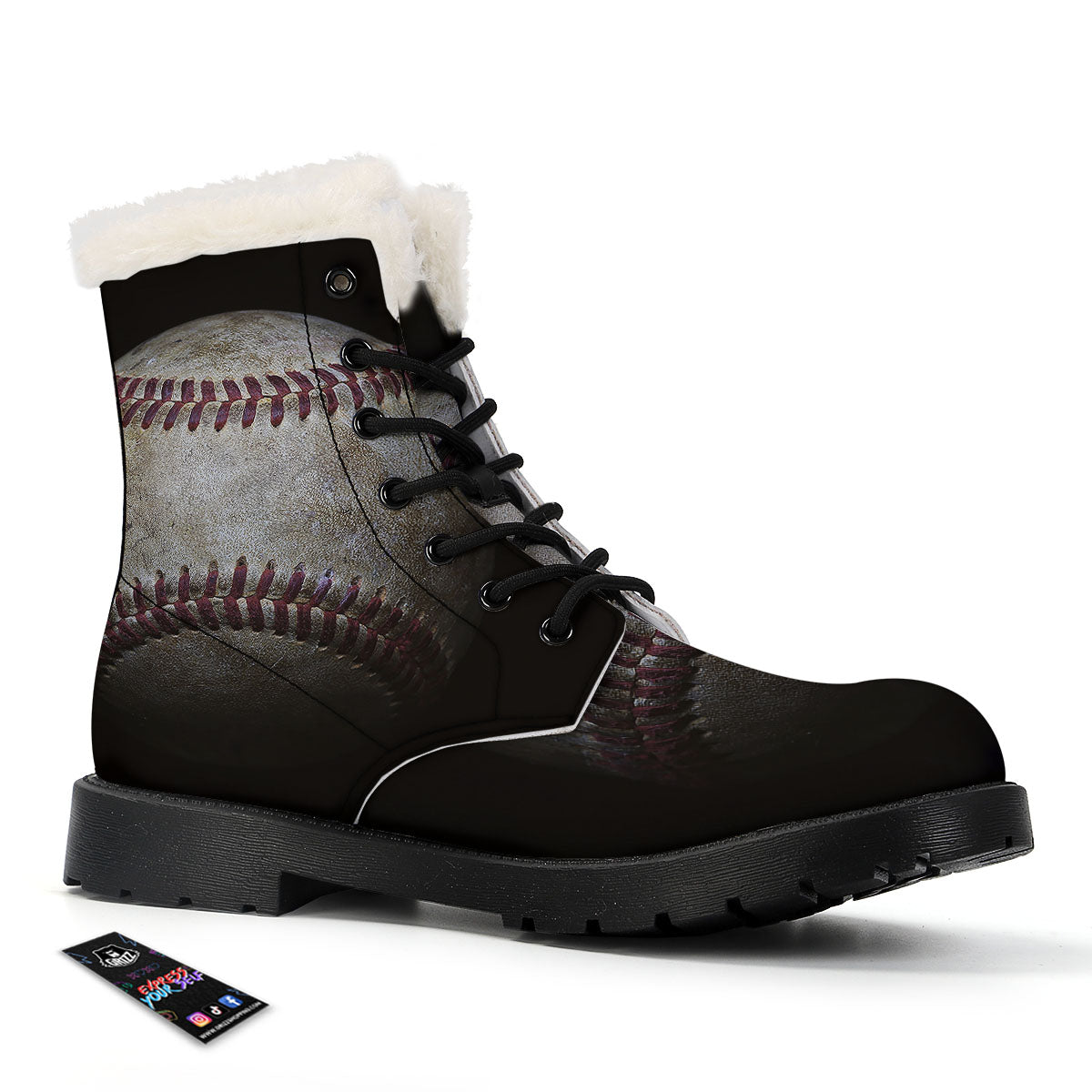 Baseballs Grunge Print Winter Boots-grizzshop