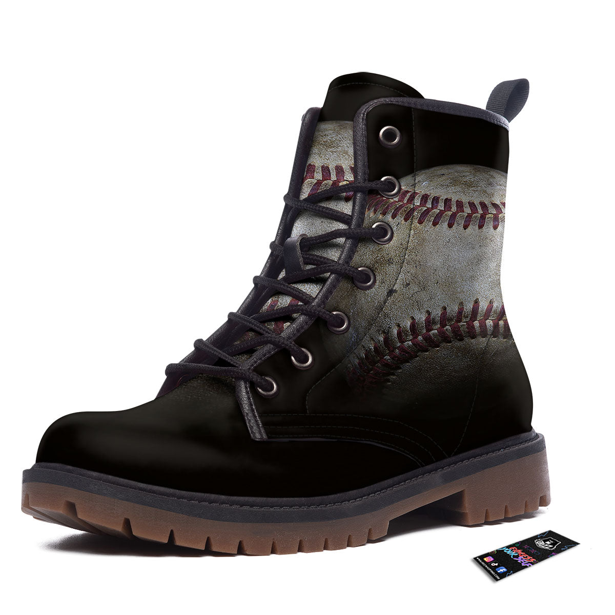 Baseballs Grunge Print Work Boots-grizzshop