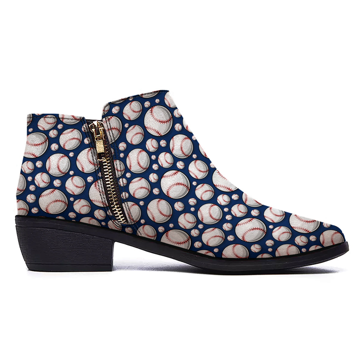 Baseballs Print Pattern Ankle Boots-grizzshop