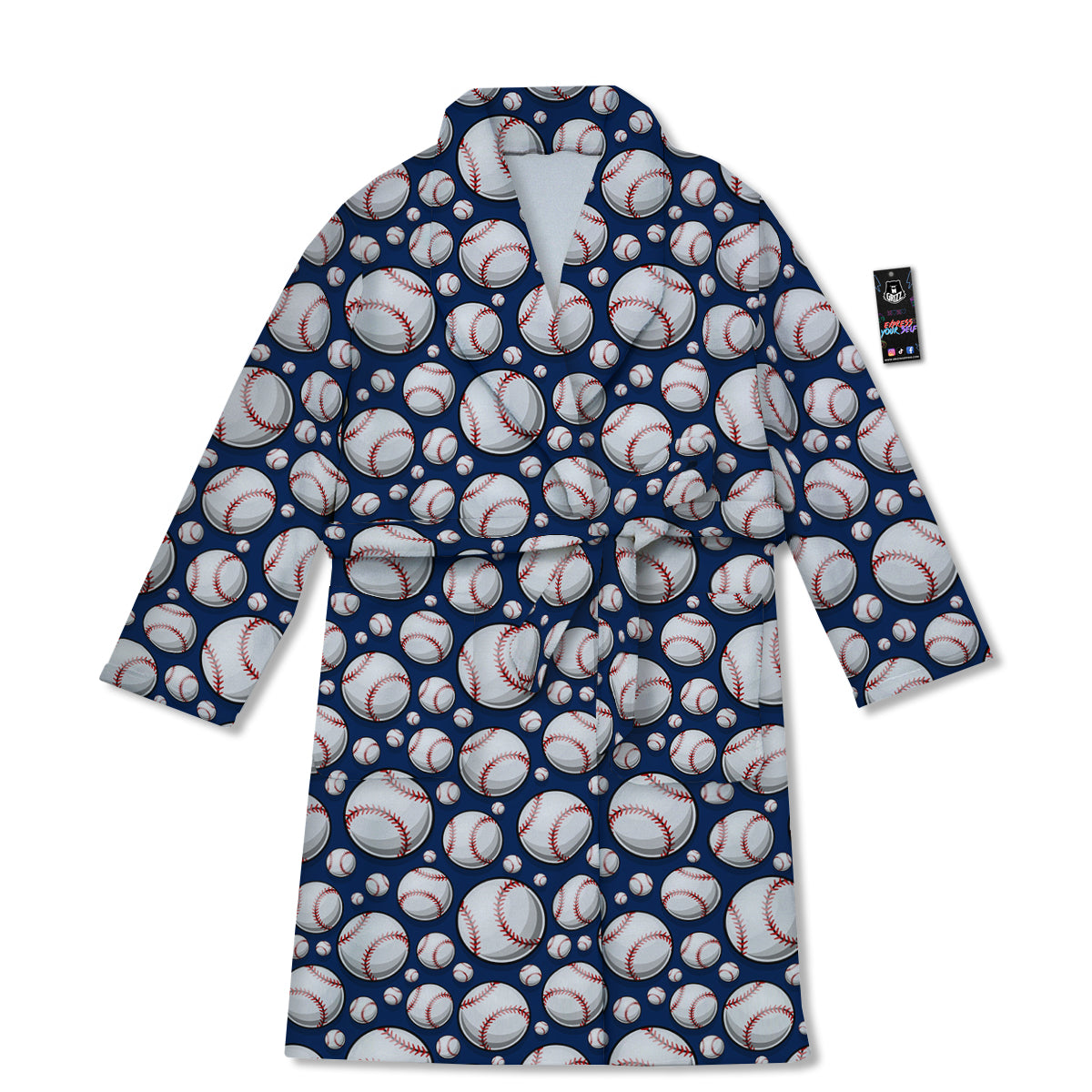 Baseballs Print Pattern Bathrobe-grizzshop