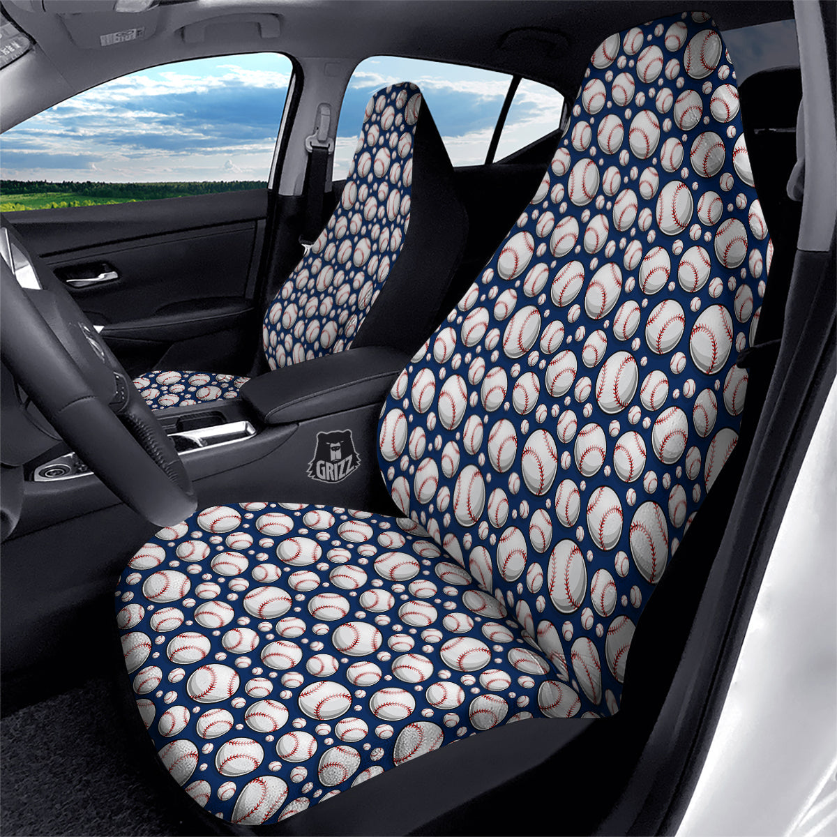 Baseballs Print Pattern Car Seat Covers-grizzshop