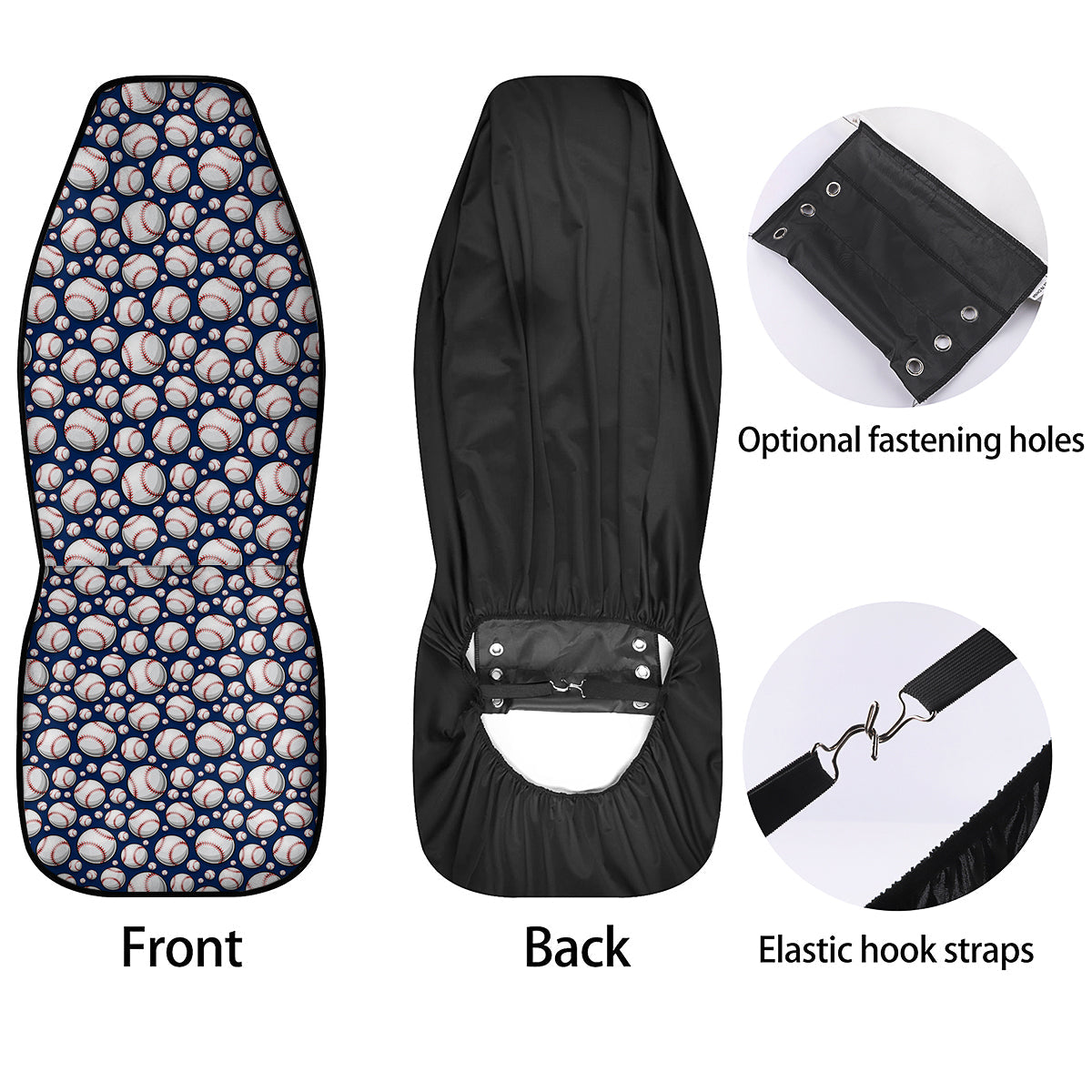 Baseballs Print Pattern Car Seat Covers-grizzshop