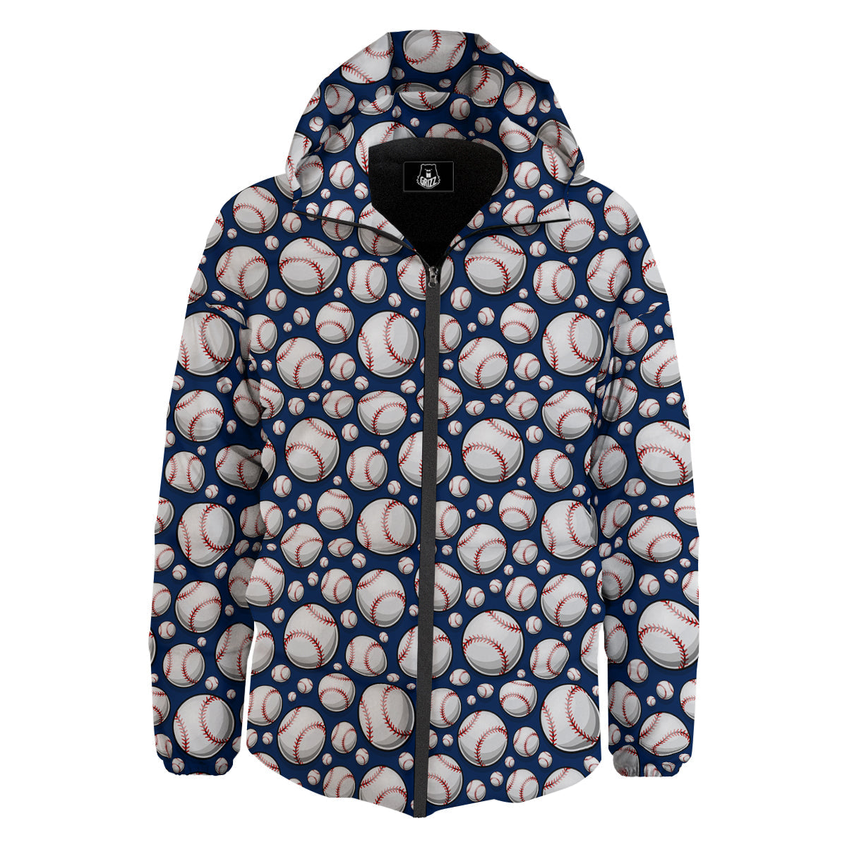 Baseballs Print Pattern Down Jacket-grizzshop