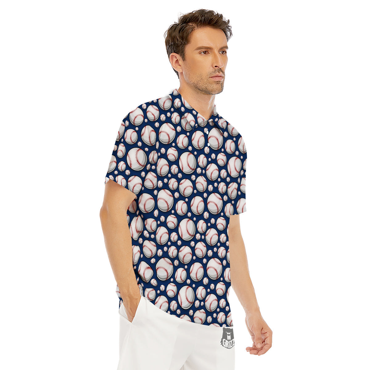 Baseballs Print Pattern Men's Golf Shirts-grizzshop