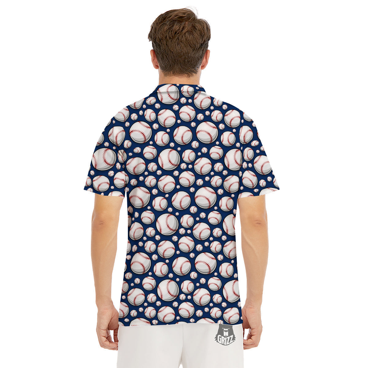 Baseballs Print Pattern Men's Golf Shirts-grizzshop