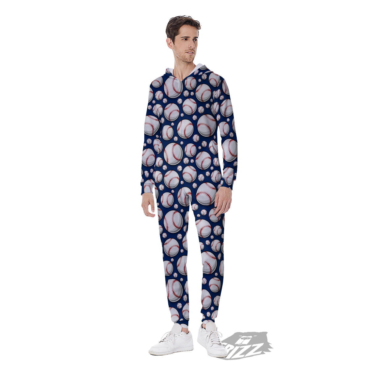 Baseballs Print Pattern Men's Jumpsuit-grizzshop