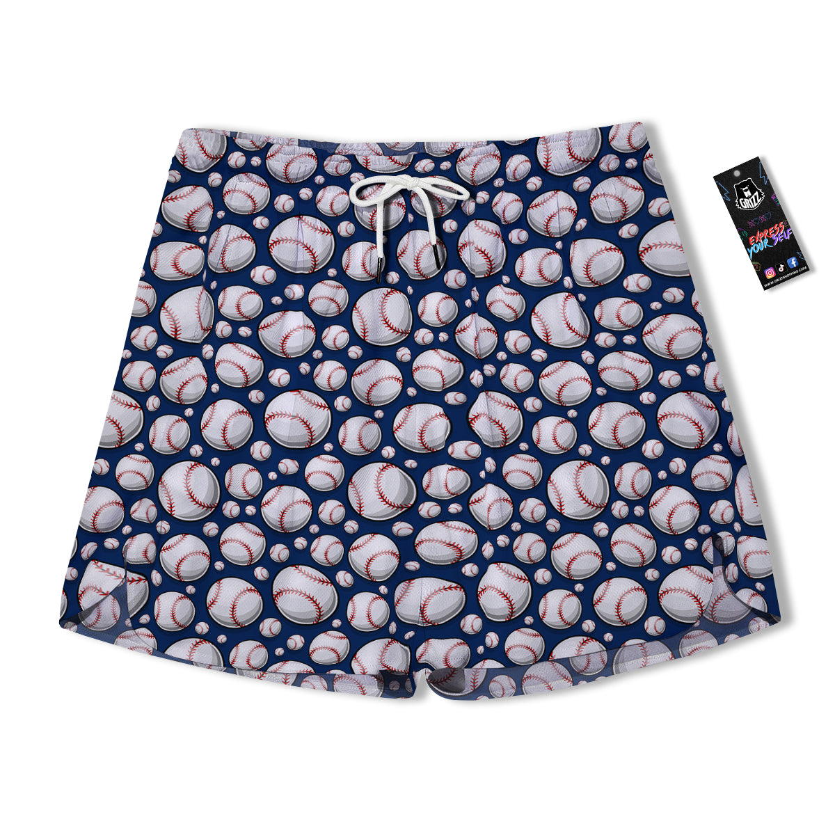 Baseballs Print Pattern Men's Running Shorts-grizzshop