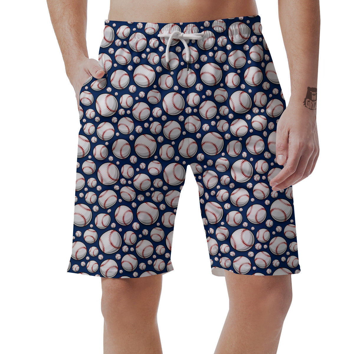 Baseballs Print Pattern Men's Shorts-grizzshop