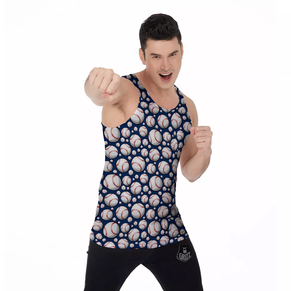 Baseballs Print Pattern Men's Tank Top-grizzshop