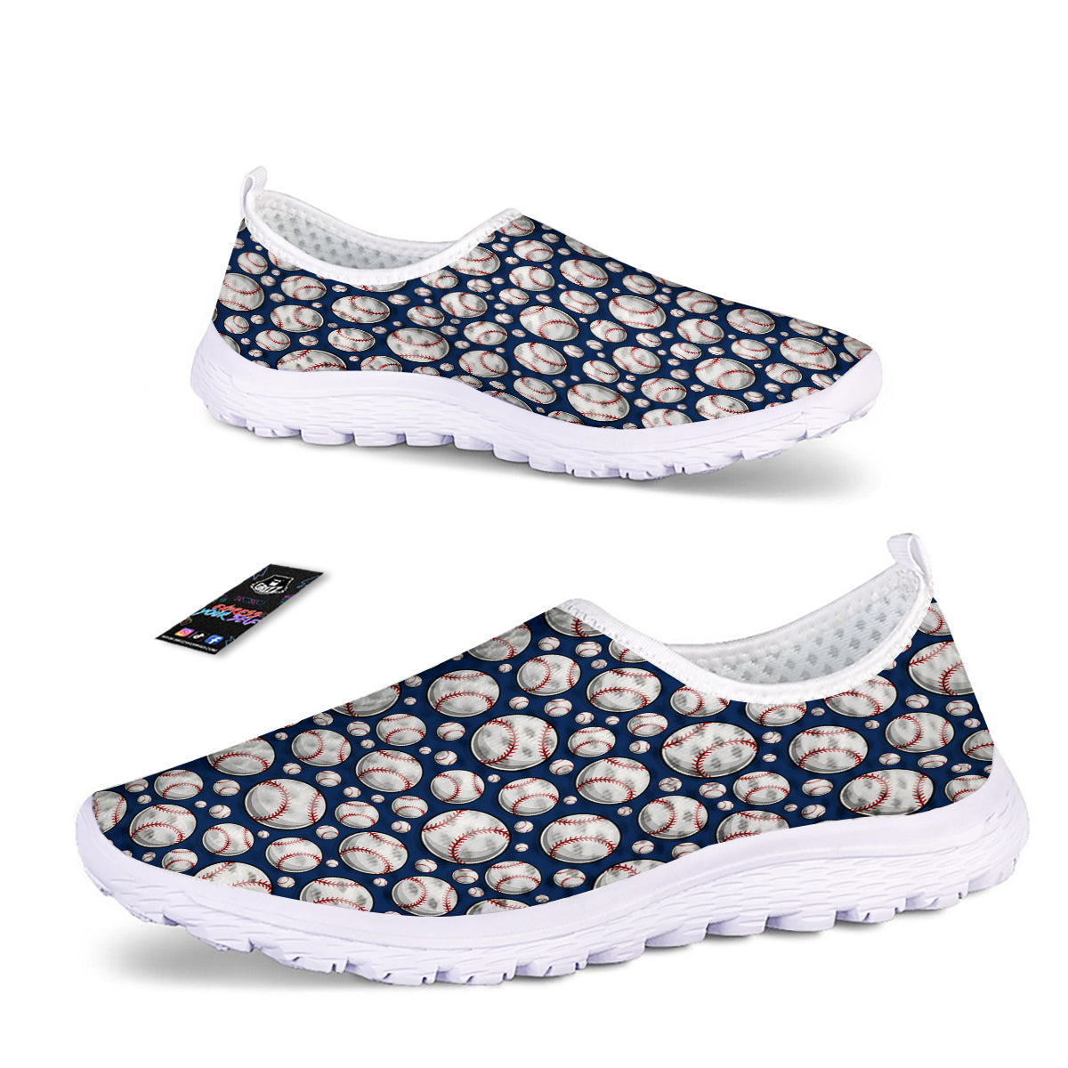 Baseballs Print Pattern Nurse Shoes-grizzshop