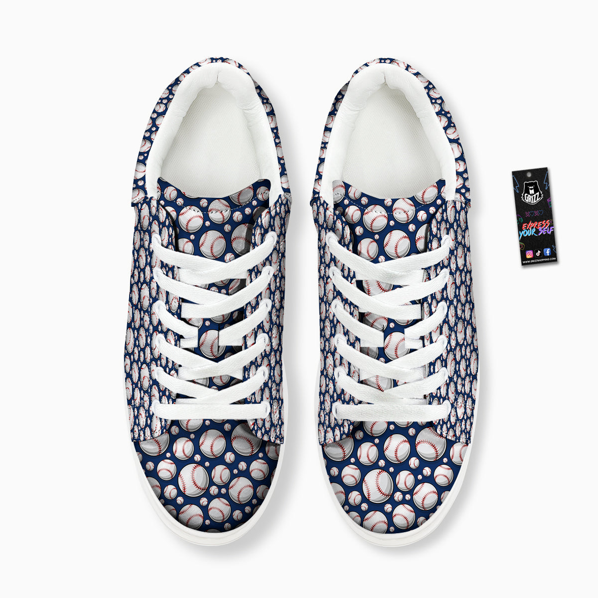 Baseballs Print Pattern Platform Shoes-grizzshop