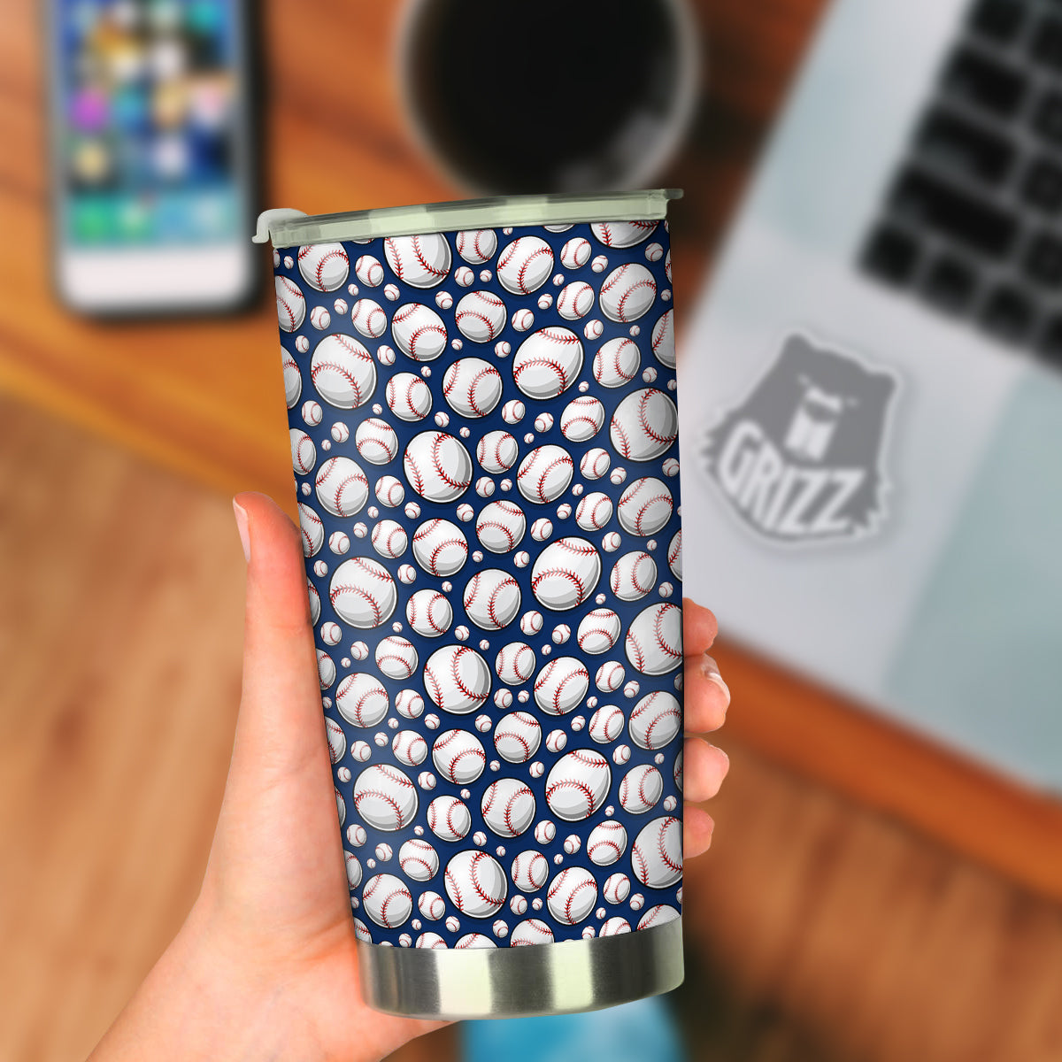 Baseballs Print Pattern Tumbler-grizzshop