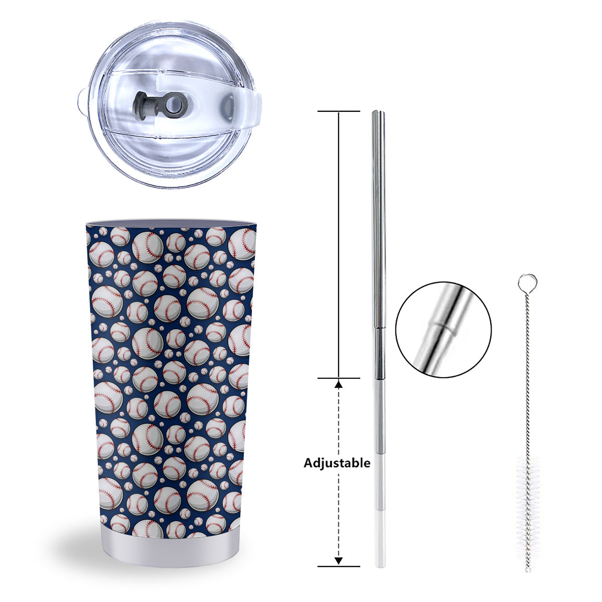 Baseballs Print Pattern Tumbler-grizzshop