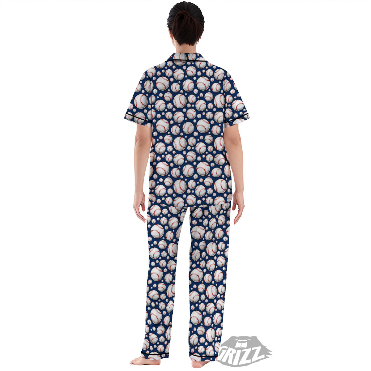Baseballs Print Pattern Women's Pajamas Set-grizzshop