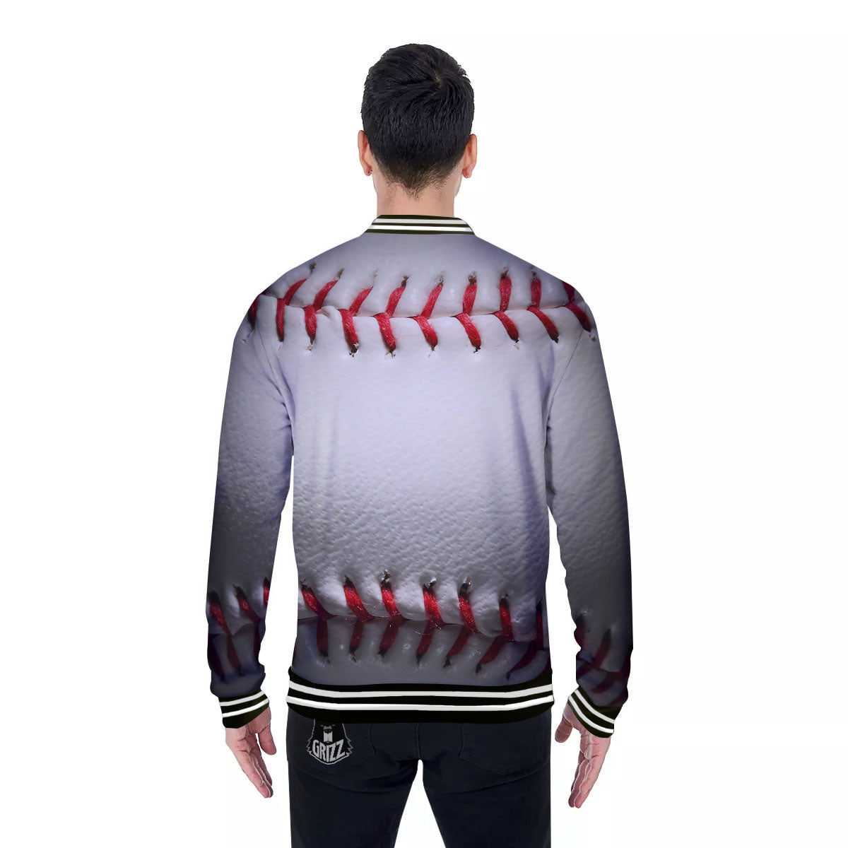 Baseballs Texture Print Baseball Jacket-grizzshop
