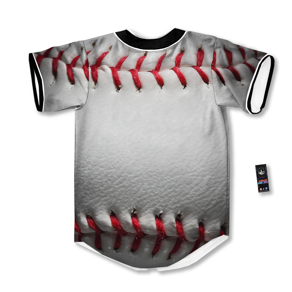 Baseballs Texture Print Baseball Jersey-grizzshop