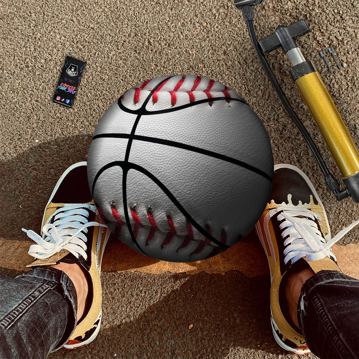 Baseballs Texture Print Basketball-grizzshop